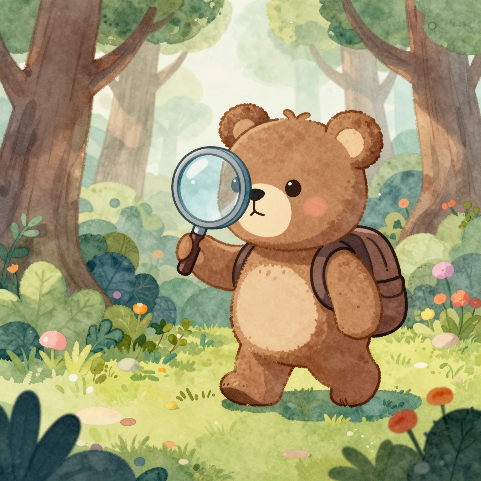 Watercolor illustration in a cute cartoon style depicting an...