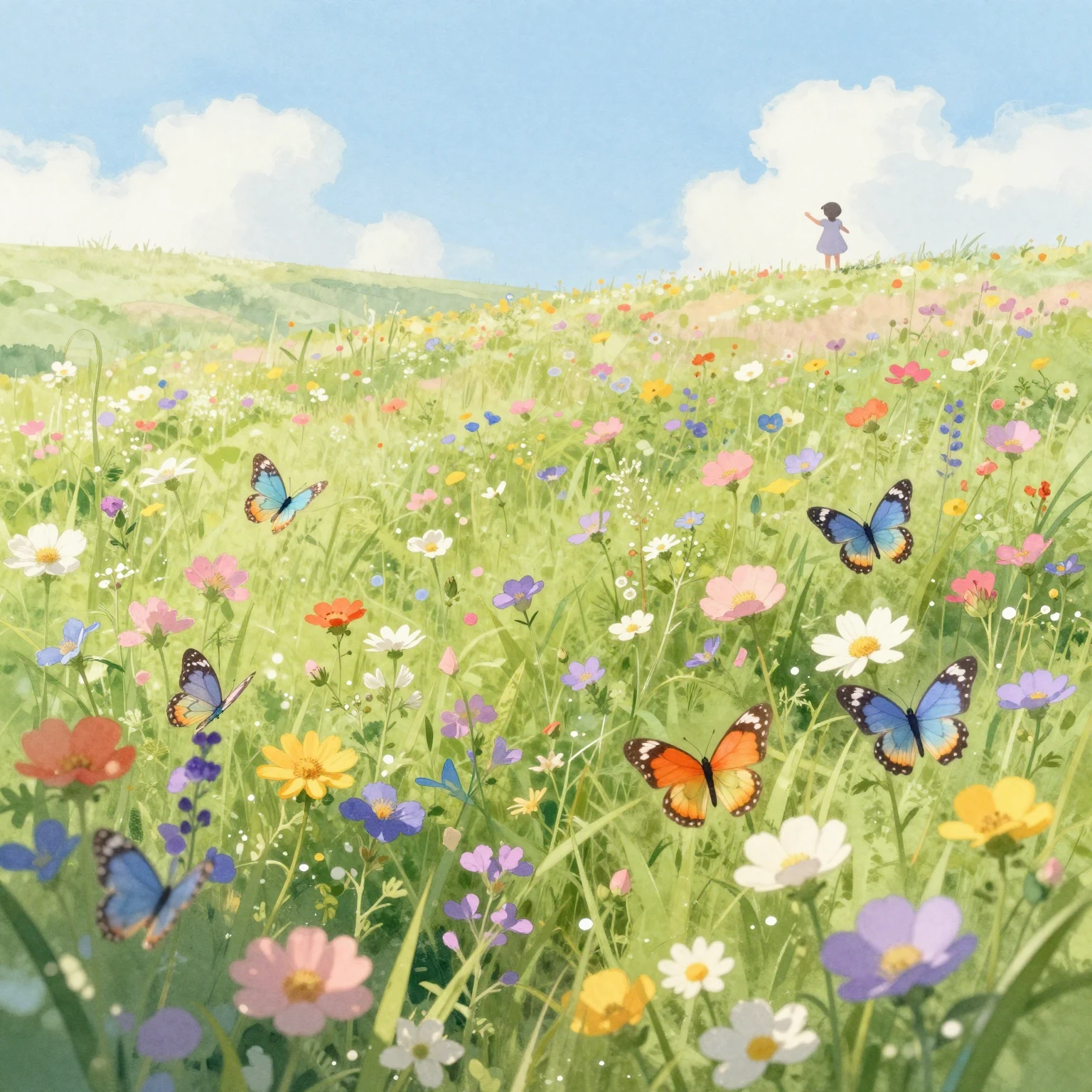 A bright, sunny meadow overflowing with colorful wildflowers...
