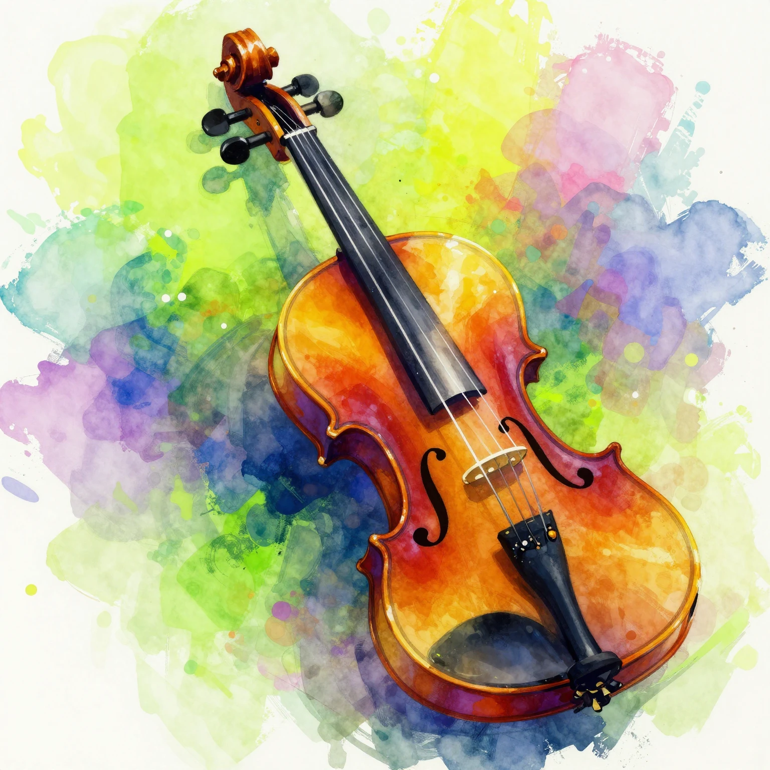 Vibrant watercolor style abstract violin art. Dynamic compos...
