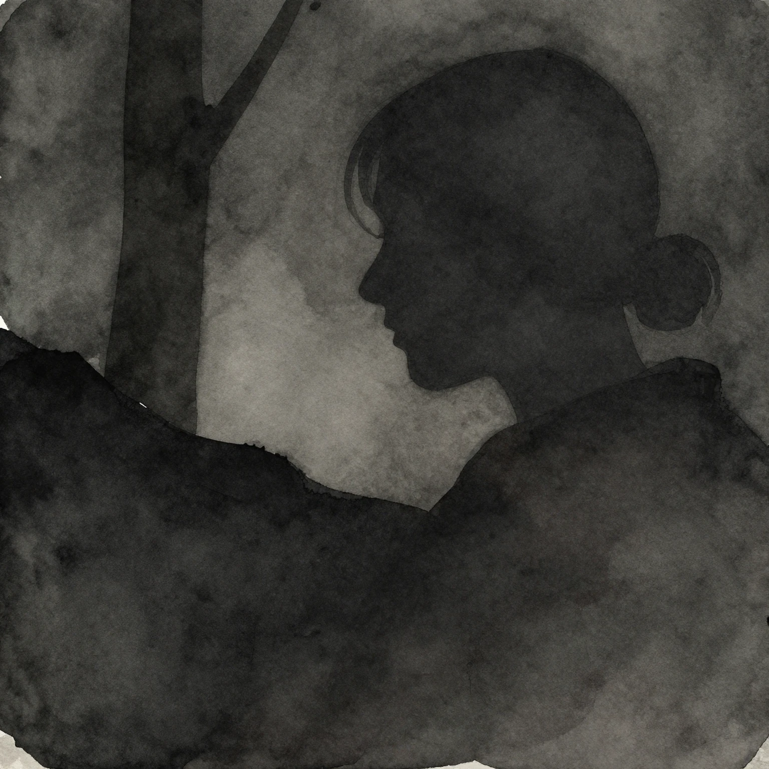 Watercolor style illustration with a dark, moody aesthetic, ...