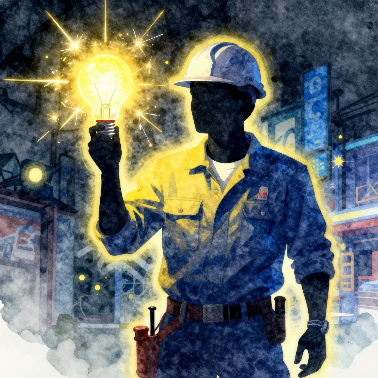 A vibrant watercolor illustration of a stylized silhouette o...