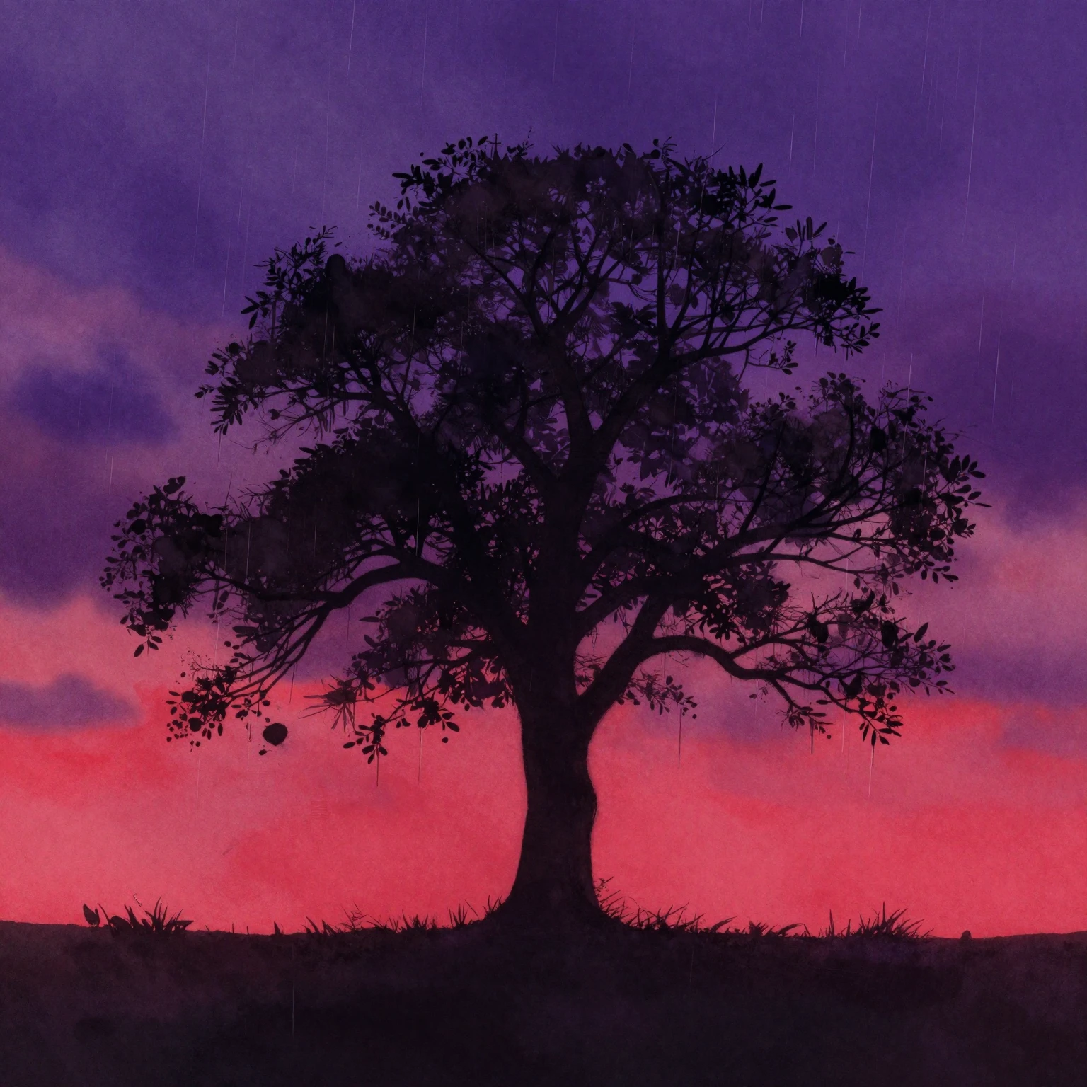 An evocative watercolor artwork portraying the dark, stark s...