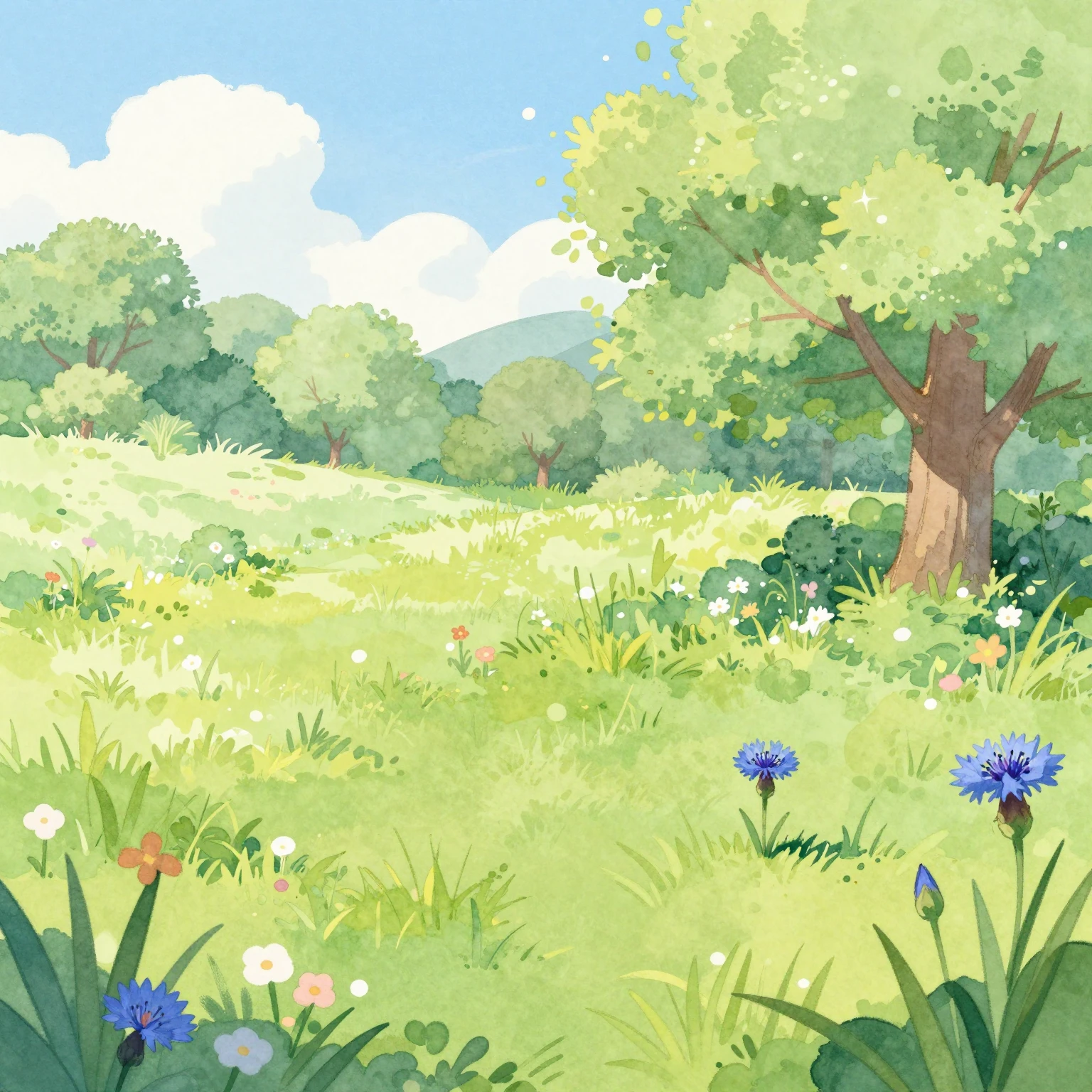 Vibrant watercolor illustration in a whimsical storybook sty...