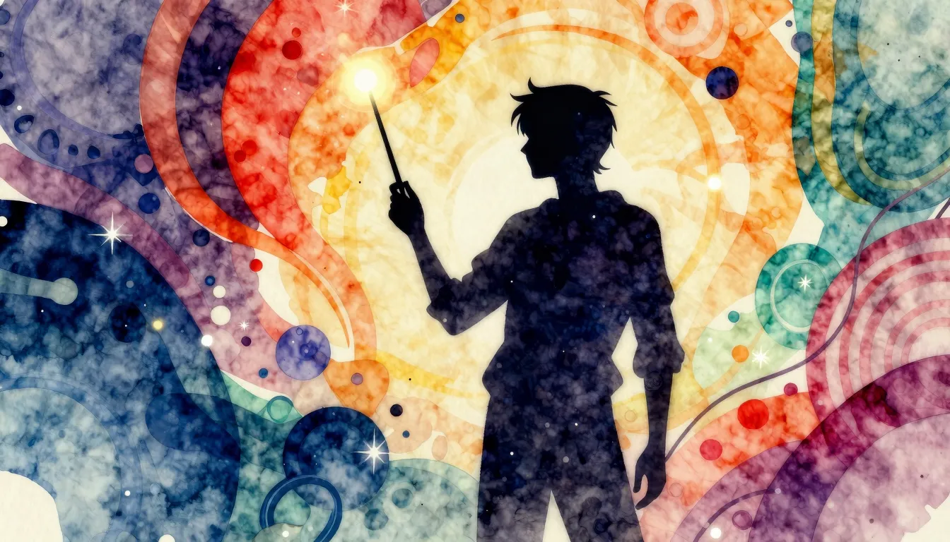 Watercolor style. A glowing digital canvas with abstract sha...