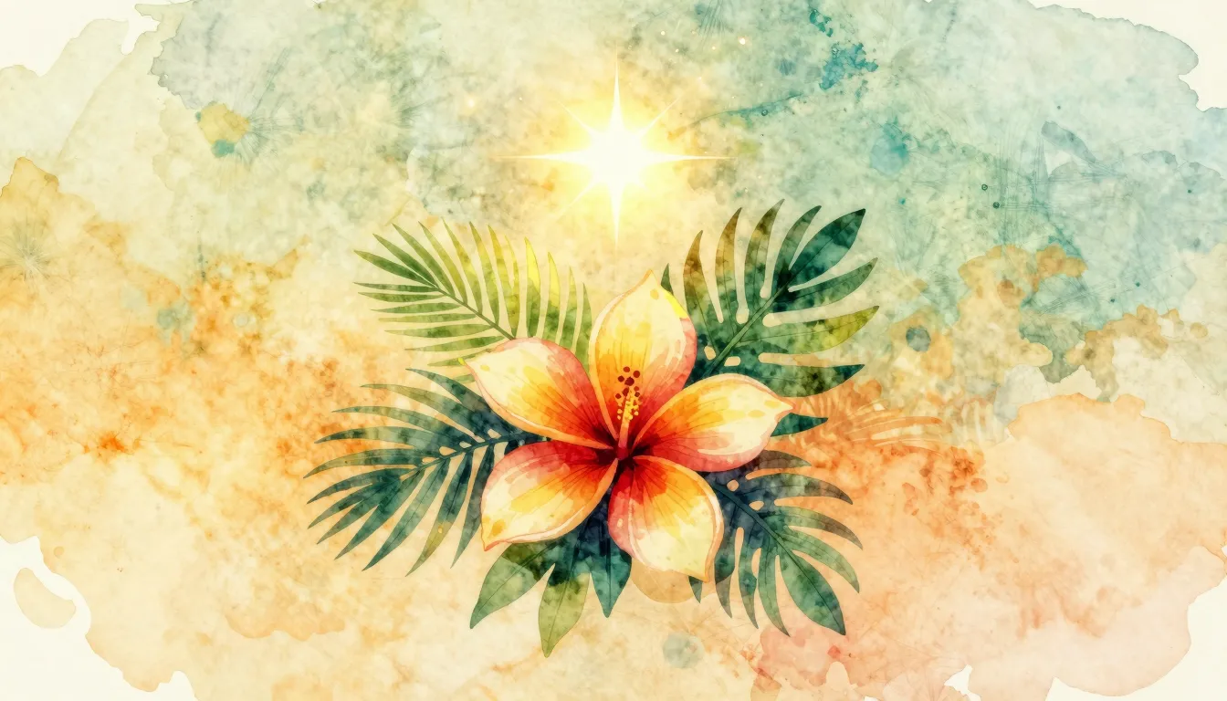 Vibrant watercolor style. Reggae music album cover, a glowin...