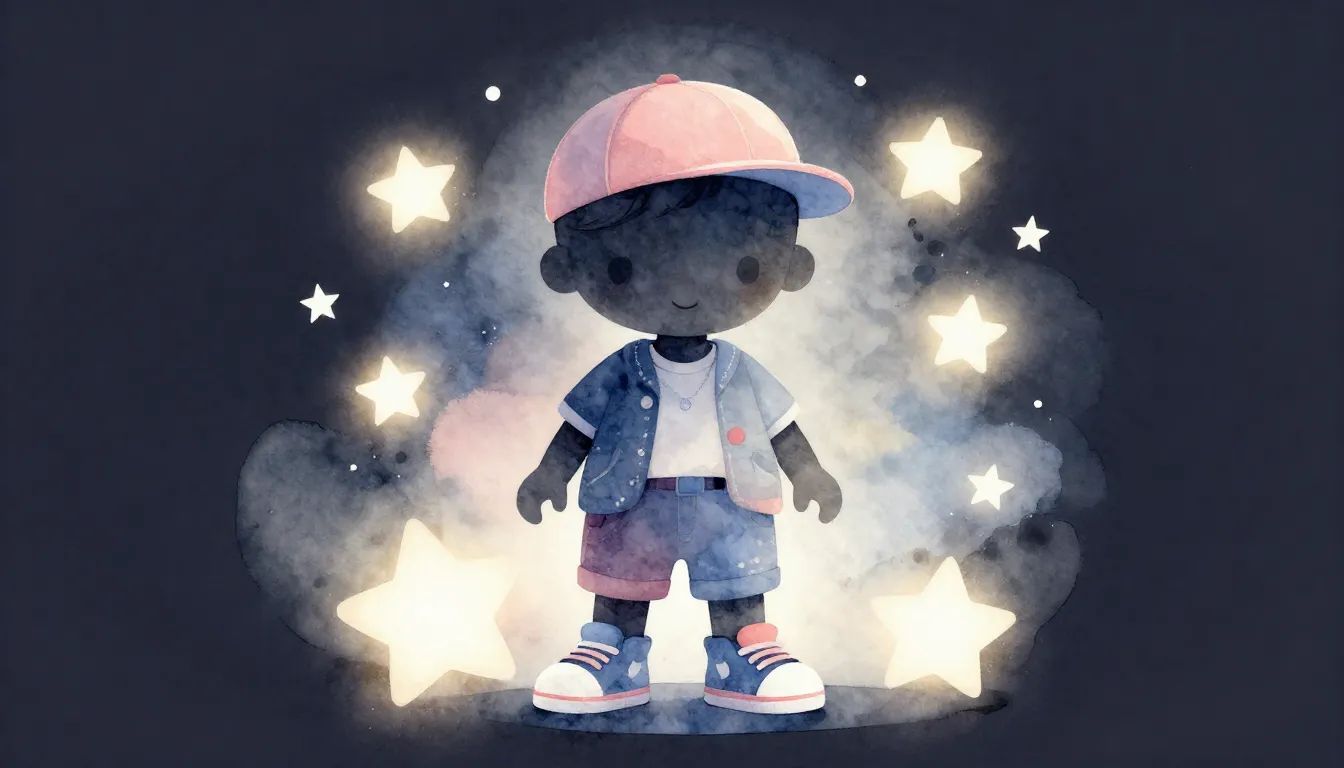 Watercolor style. A cute baby silhouette in stylish clothes,...