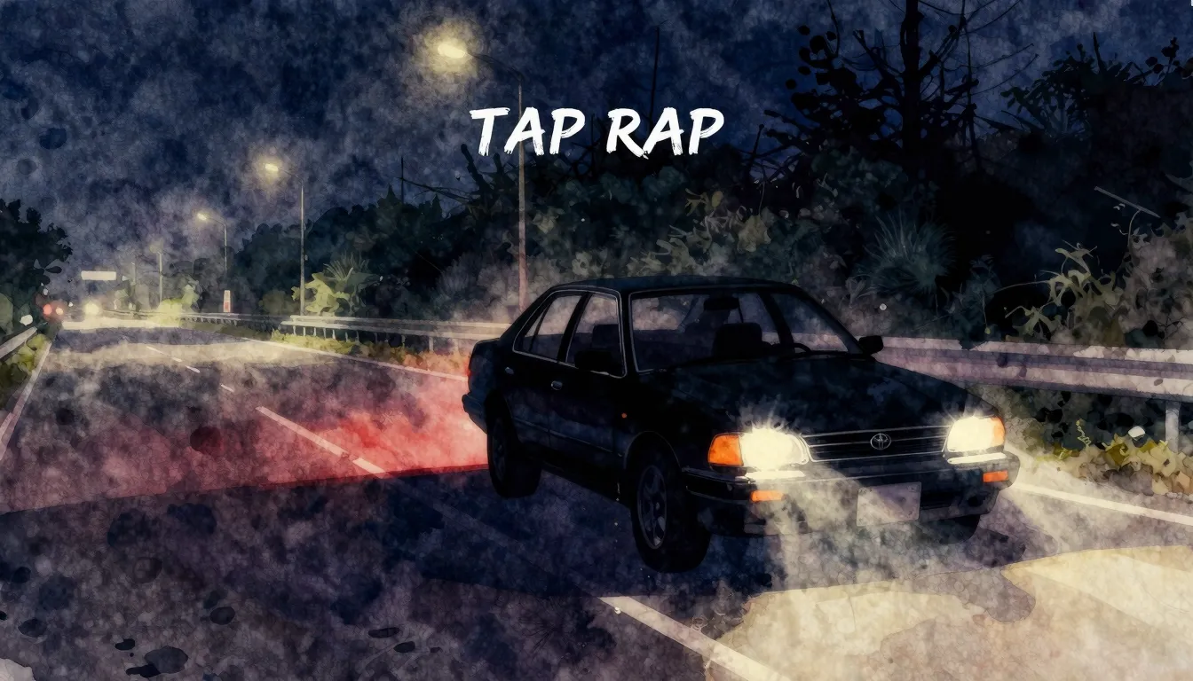 Vibrant watercolor style. A dark cinematic rap album cover f...