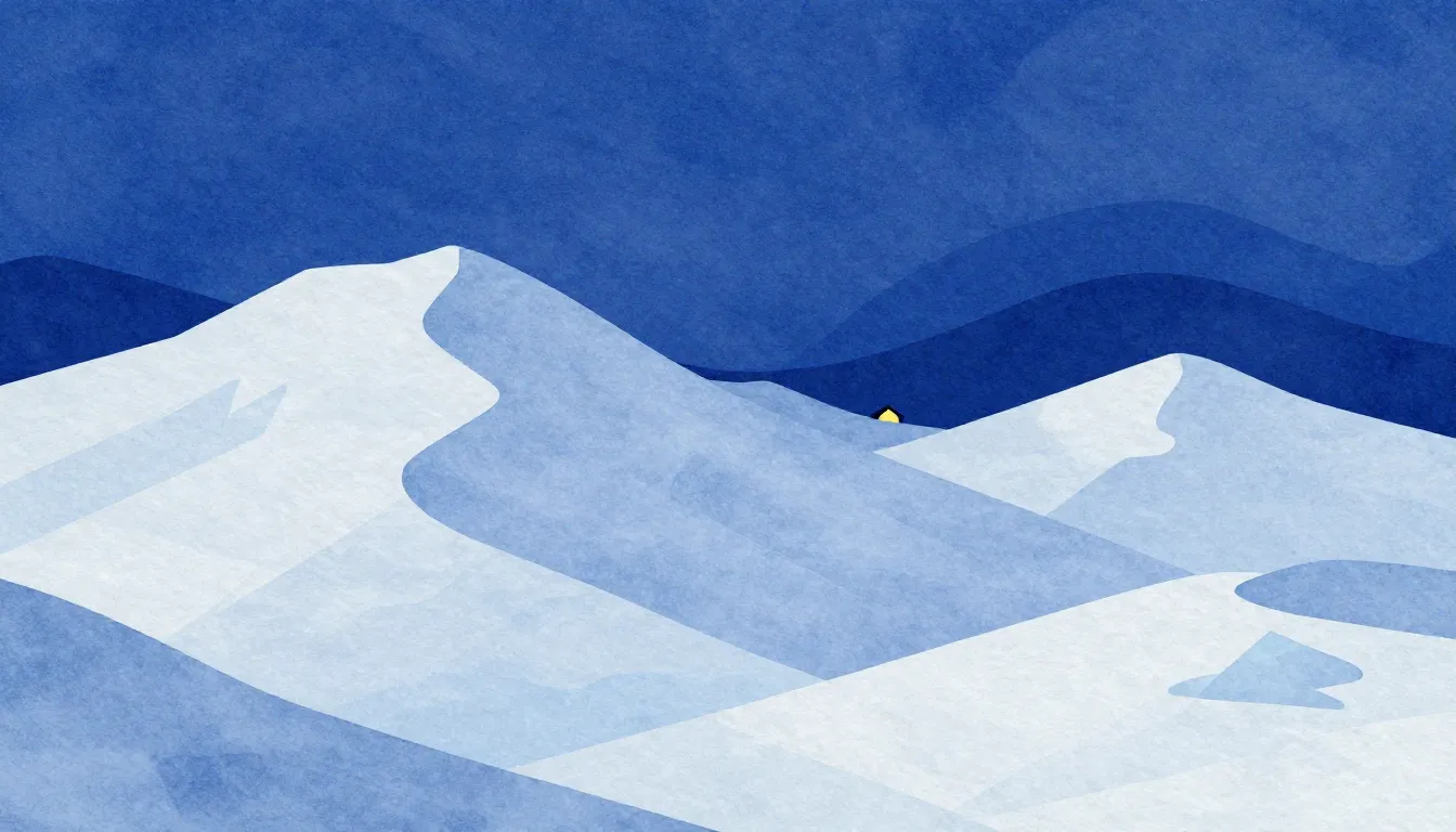 Watercolor style. Minimalist winter landscape, sharp mountai...