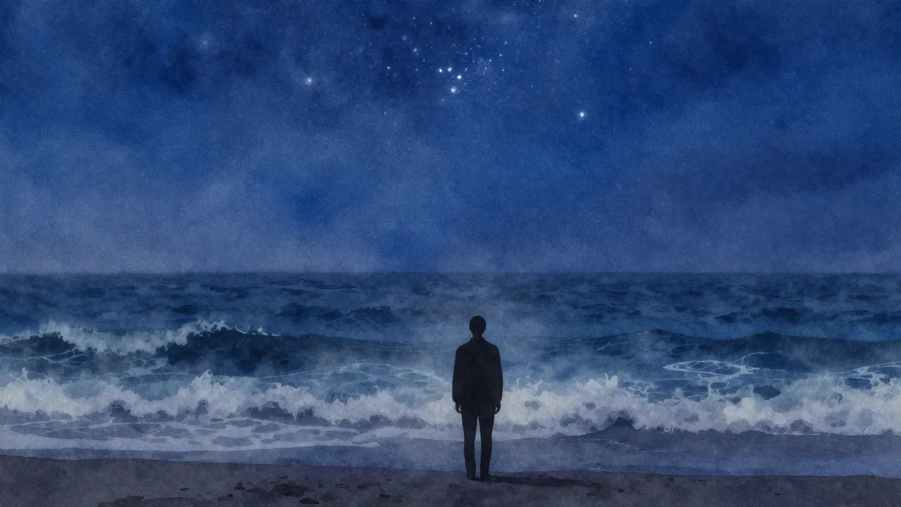 Vibrant watercolor style. Minimalist album cover, a lonely d...