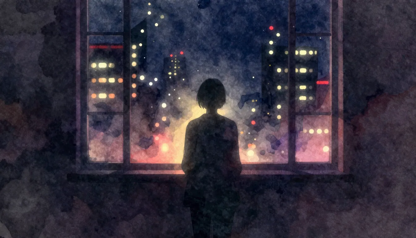 Vibrant watercolor style. Minimalist R&B album cover, a dark...