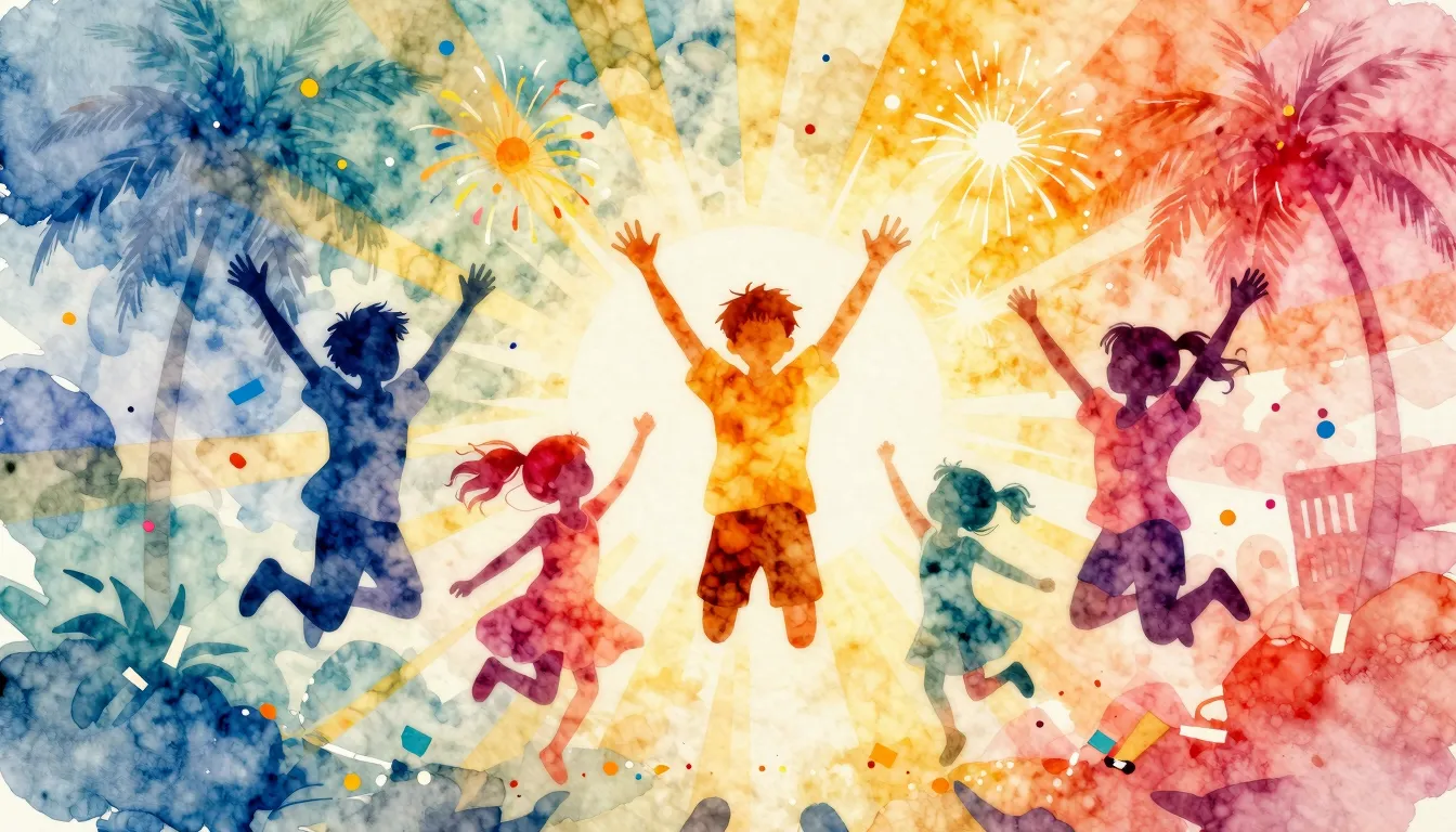 Vibrant watercolor style. Vibrant summer festival background...