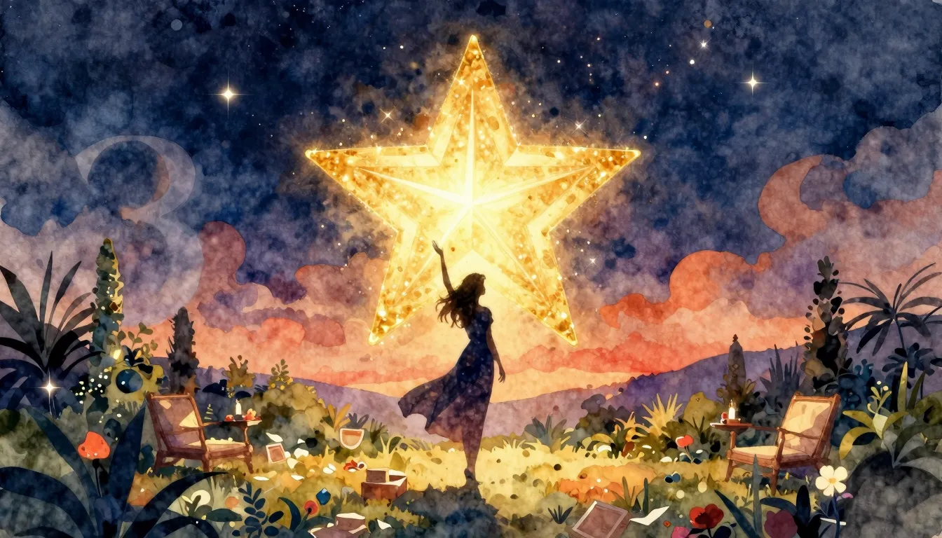 Vibrant watercolor style. A warm and elegant birthday-themed...