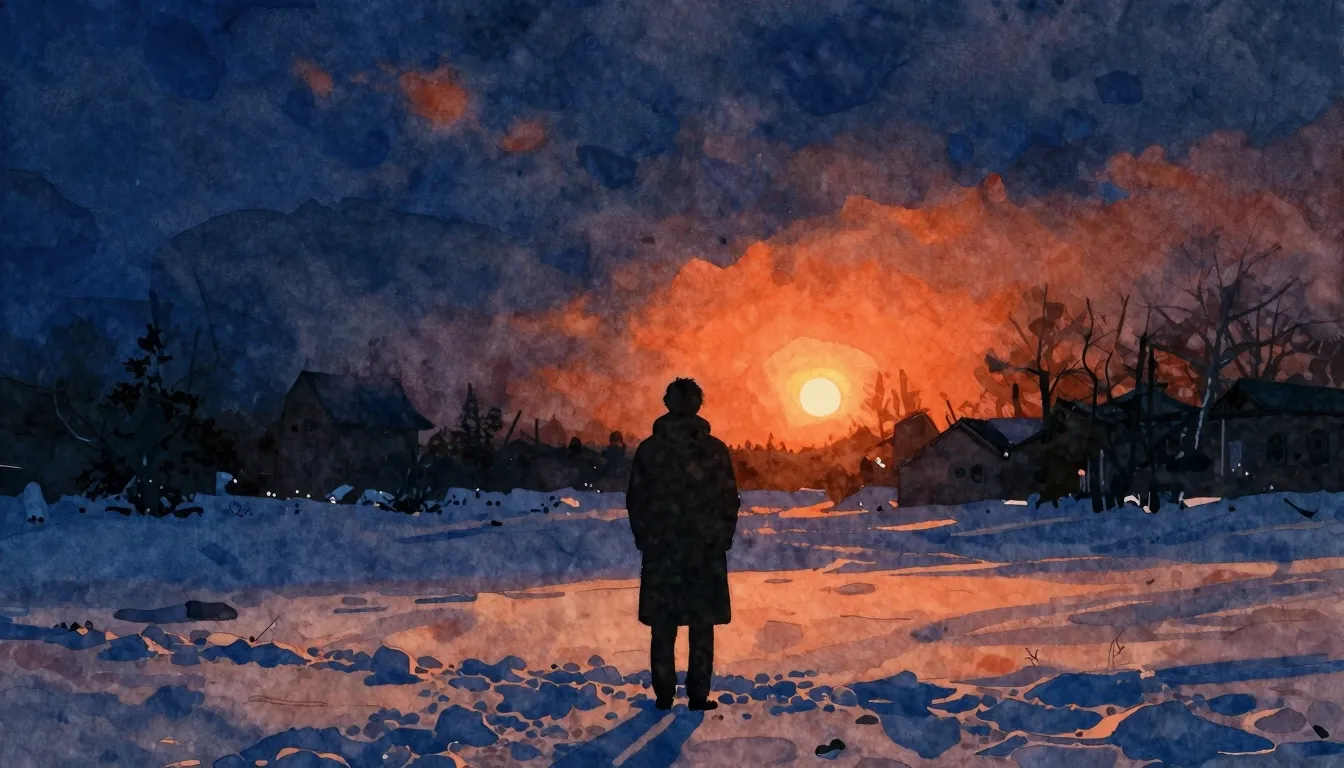Vibrant watercolor style. A silhouette of a person standing ...