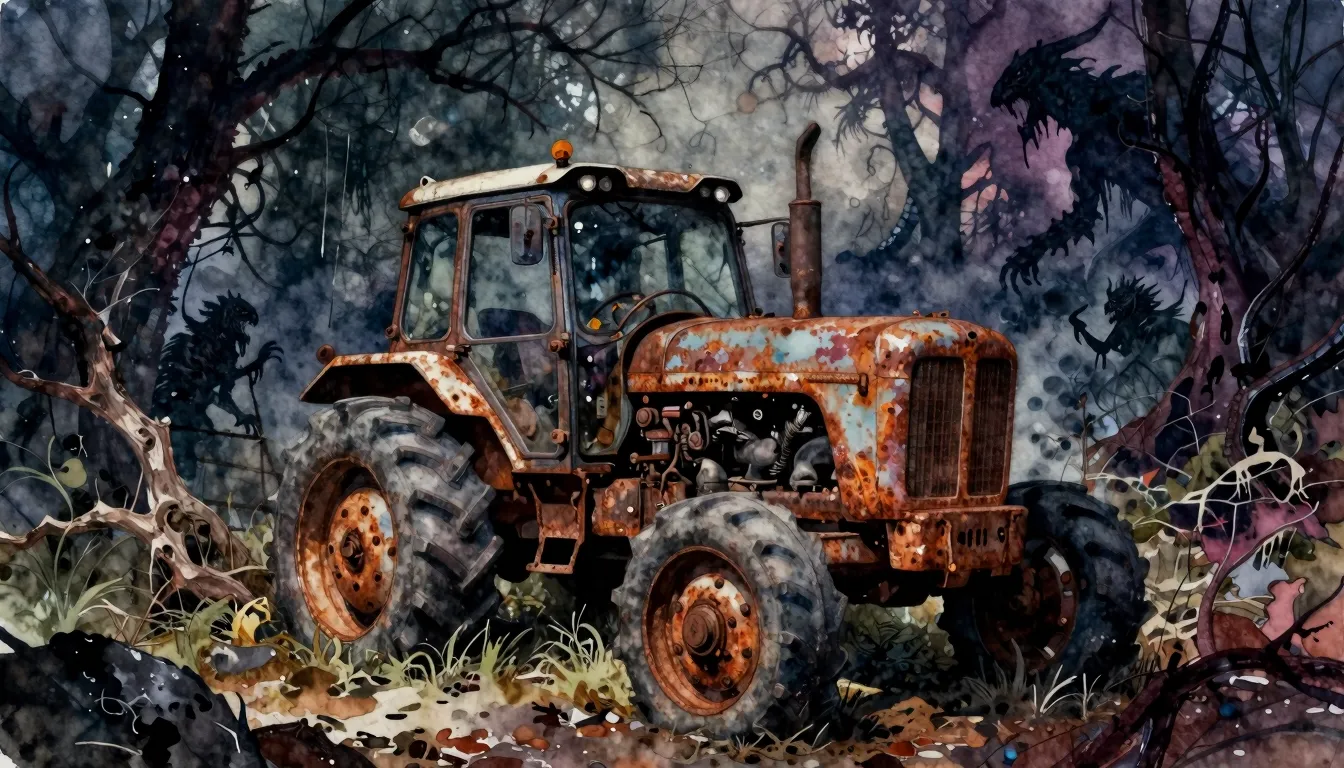 Vibrant watercolor style. A dark, gritty rock album cover fe...