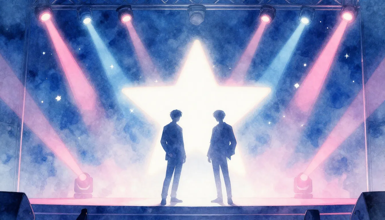 Vibrant watercolor style. K-pop album cover, minimalist anim...