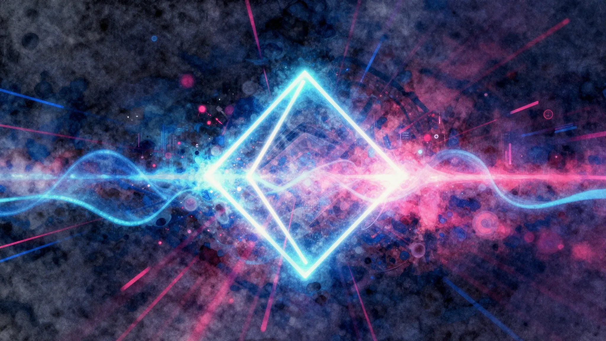 Vibrant watercolor style. Abstract synthwave album cover, gl...