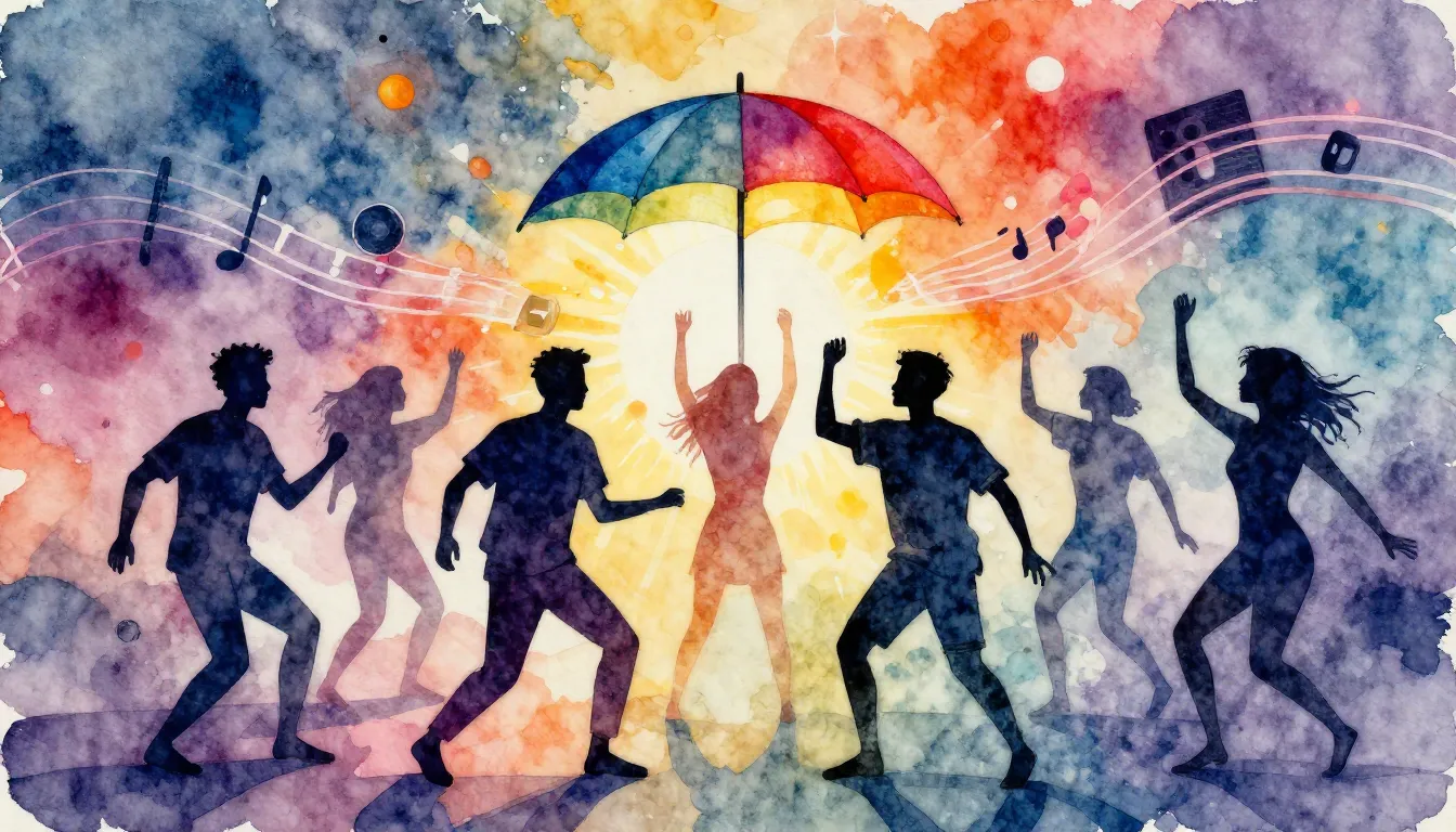 Vibrant watercolor style. Vibrant abstract art, a group of s...