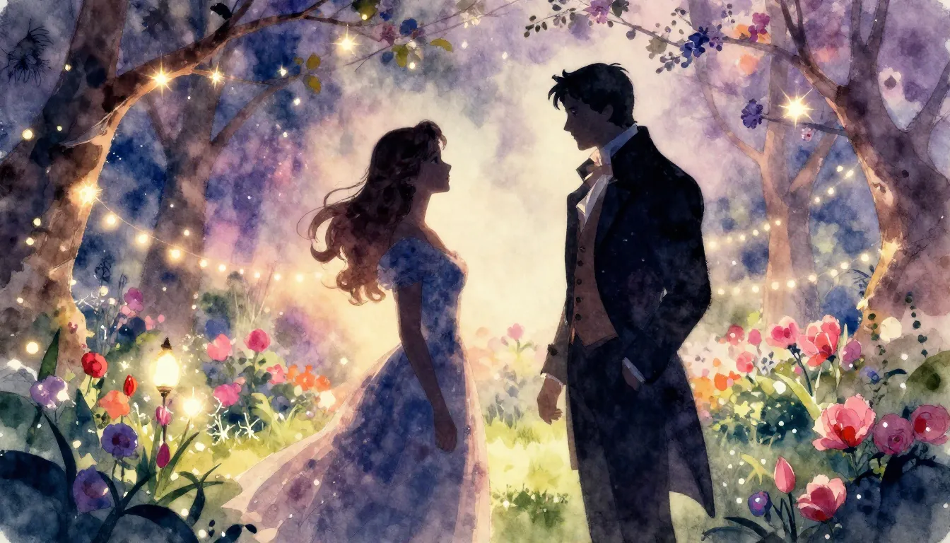 Vibrant watercolor style. A silhouette of a man in a duke's ...