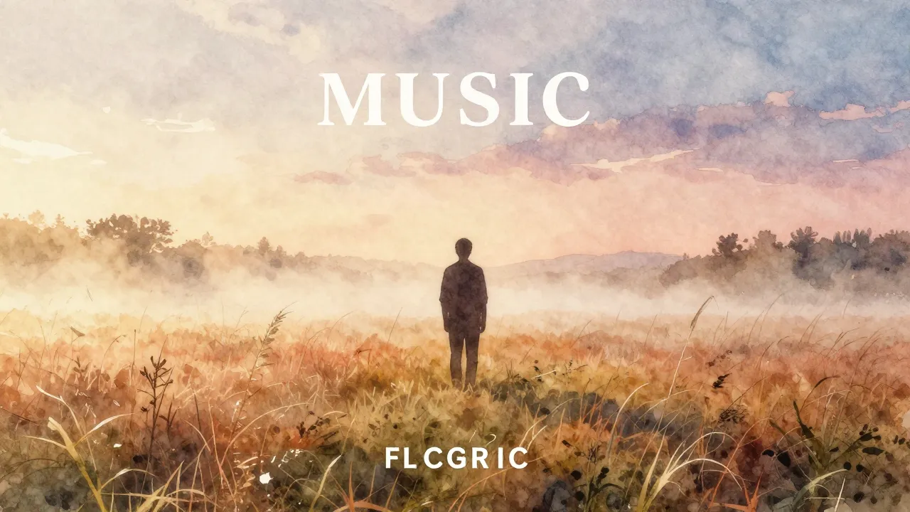 Vibrant watercolor style. A minimalist folk music album cove...