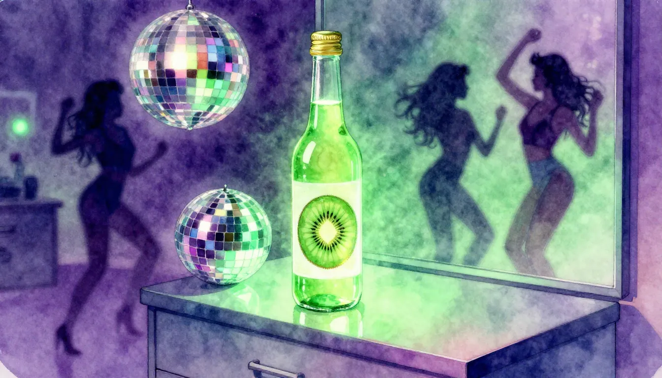 Vibrant watercolor style. Disco style album cover, a neon gl...