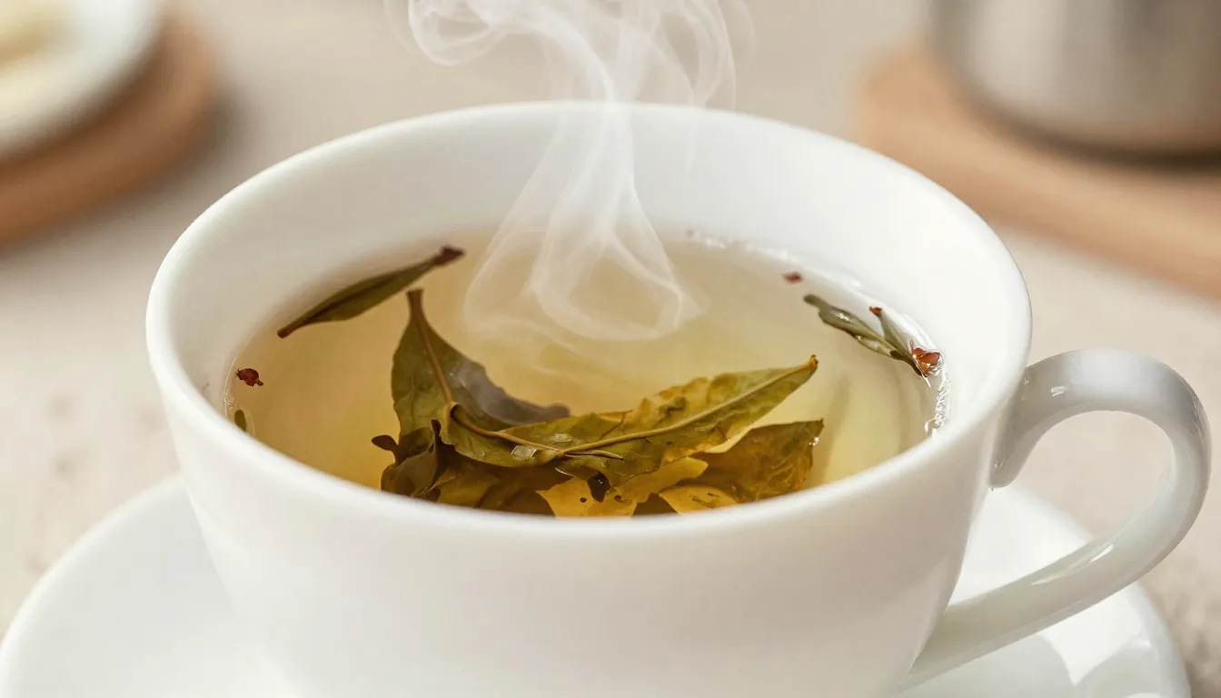Watercolor style. Close-up of a white porcelain cup with lef...