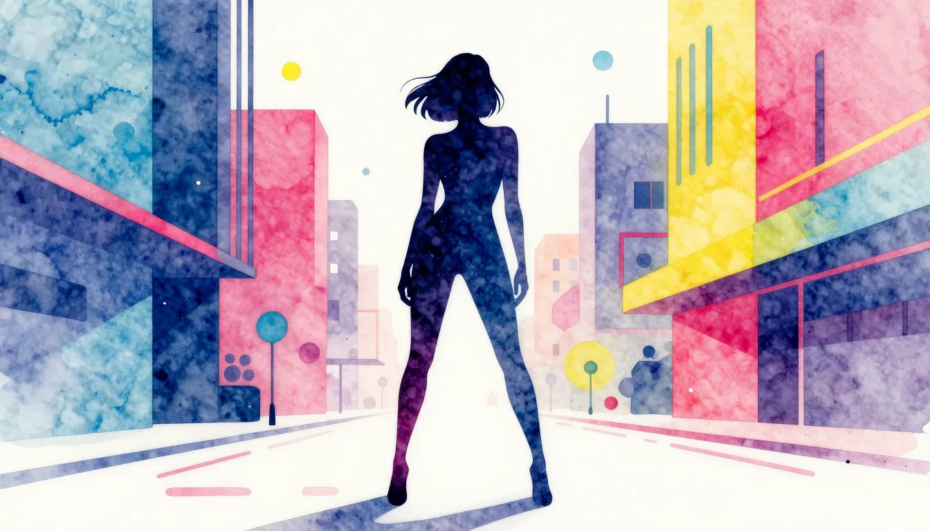 Vibrant watercolor style. Minimalist rap album cover, a slee...