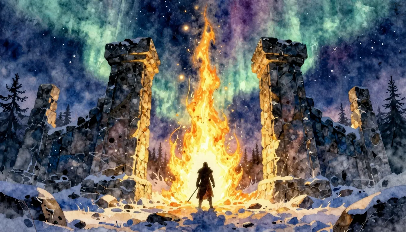 Vibrant watercolor style. Epic power metal album art, a glow...