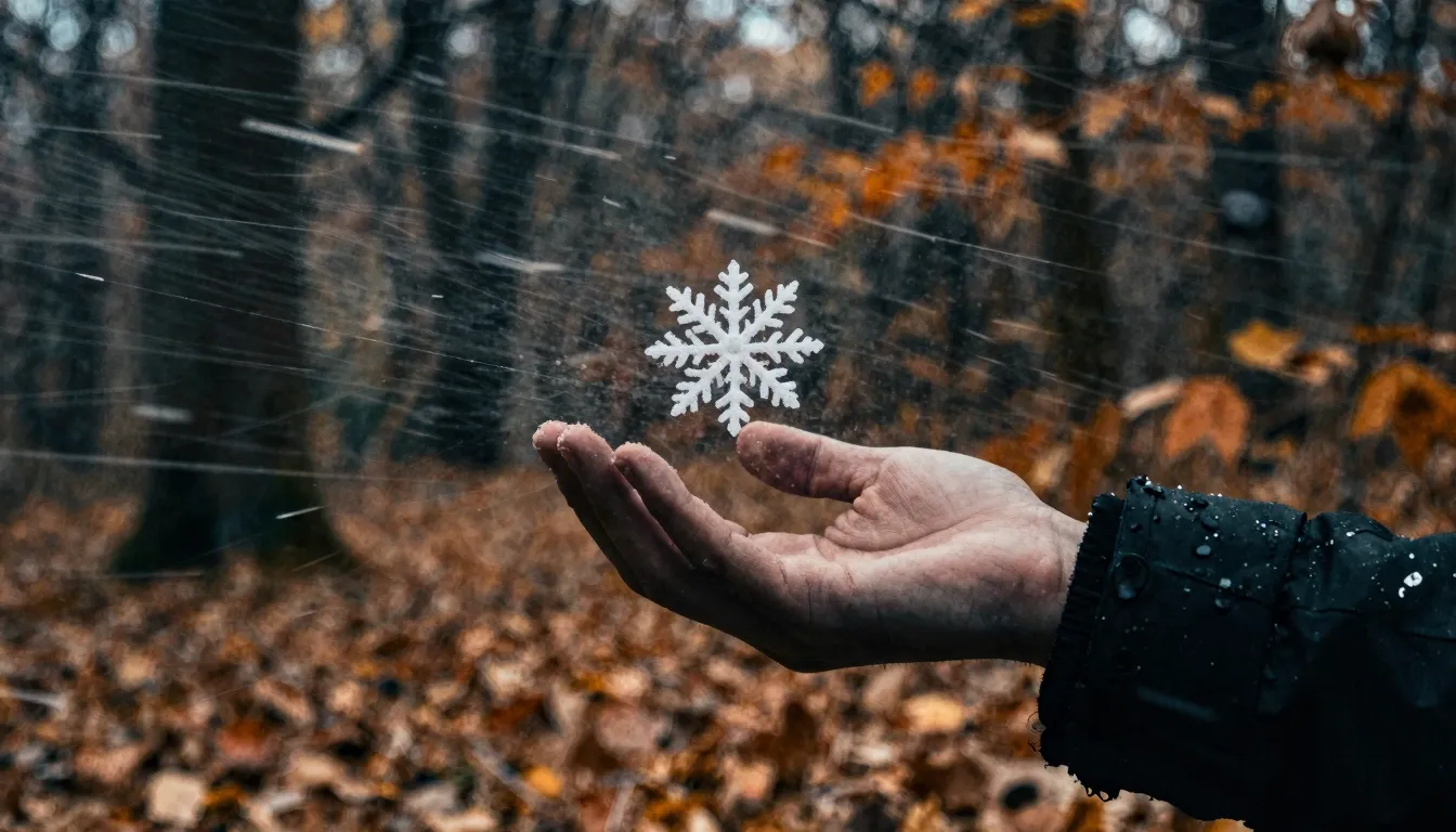 Watercolor style. Silhouette of a hand catching a snowflake ...