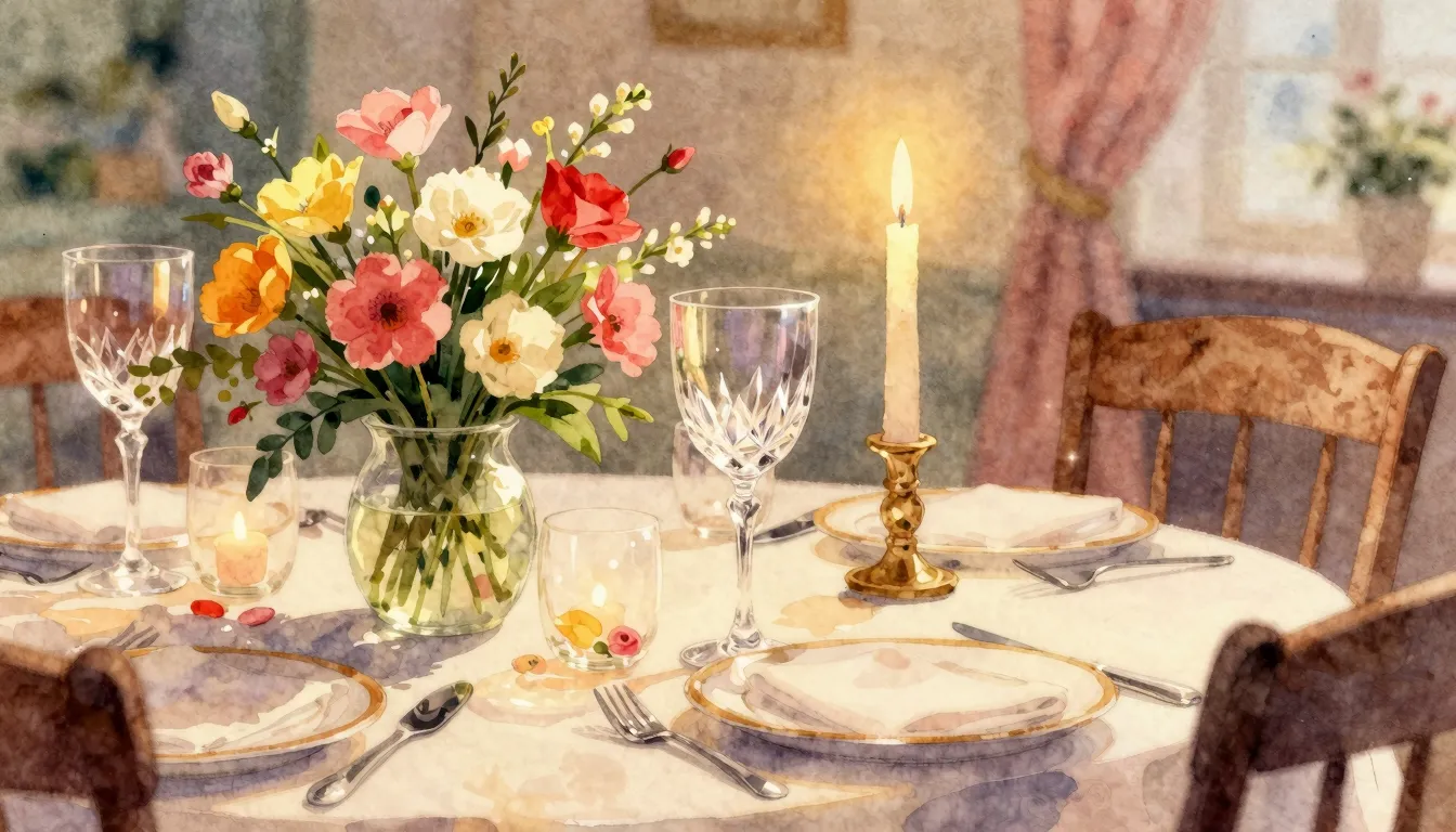 Vibrant watercolor style. A cozy, warm-toned illustration of...