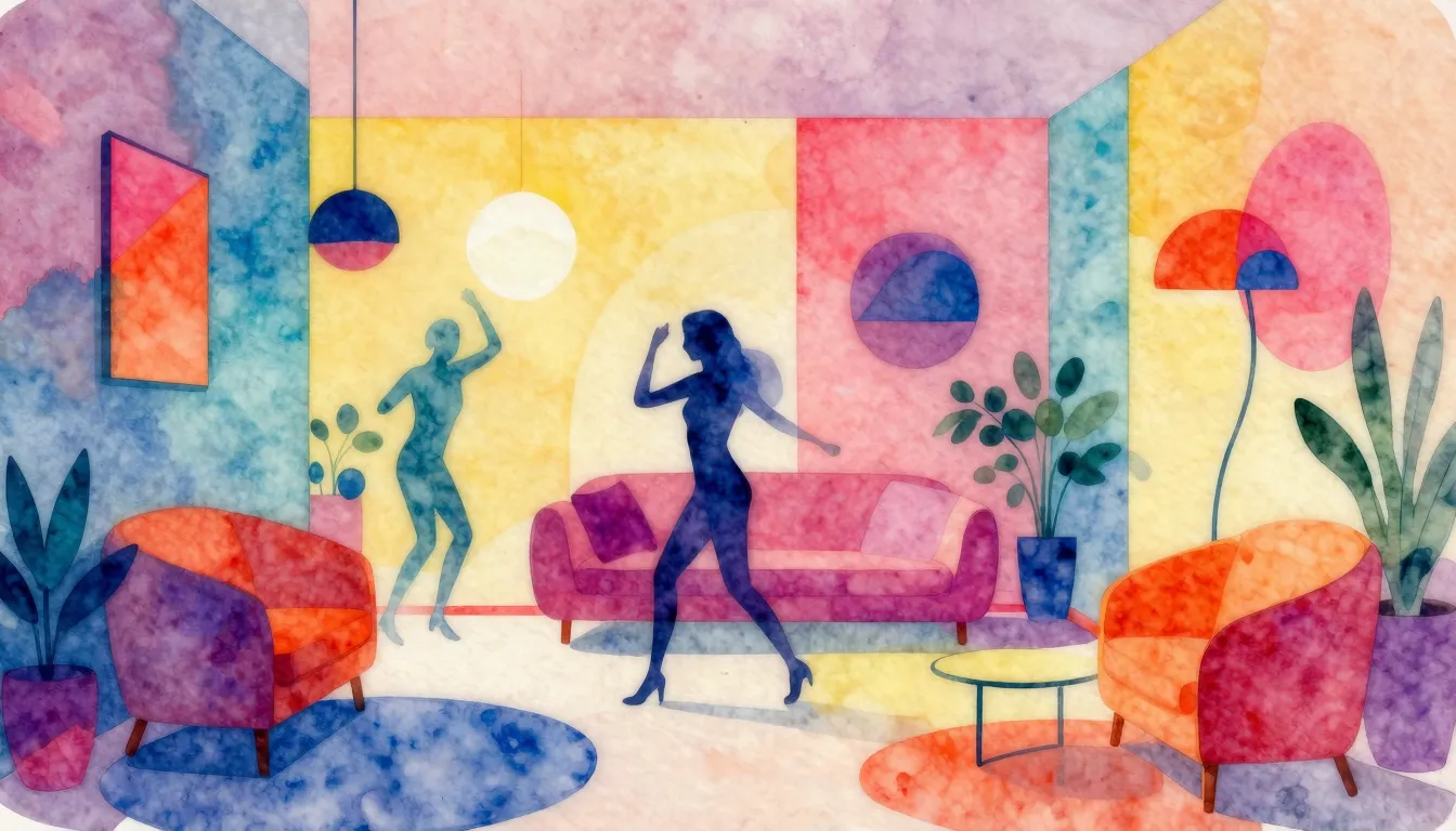 Vibrant watercolor style. Abstract interior design concept, ...