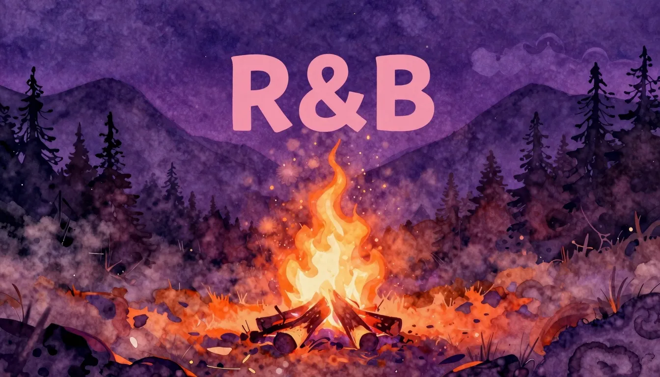 Vibrant watercolor style. A stylish R&B album cover featurin...