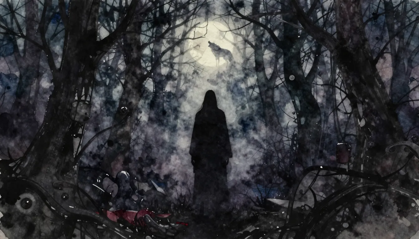 Vibrant watercolor style. A dark, atmospheric metal album co...
