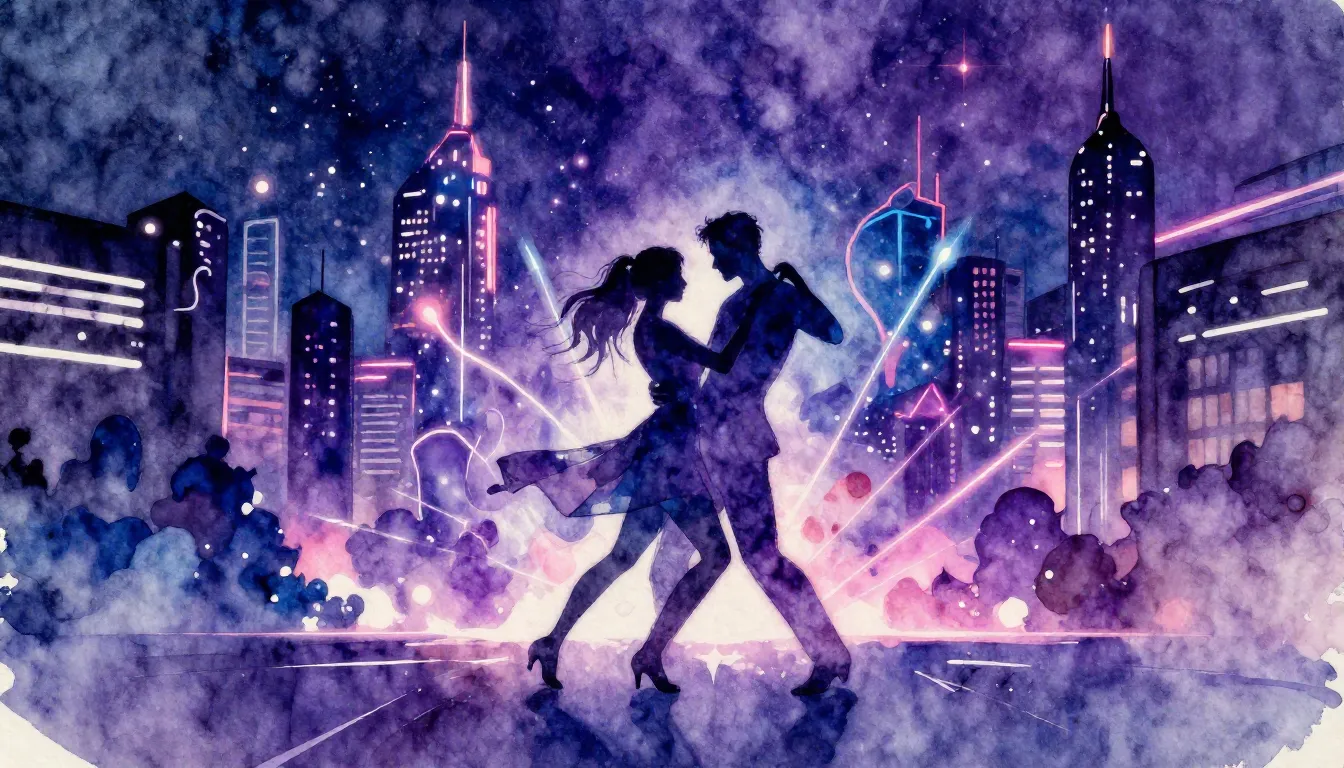 Vibrant watercolor style. Vibrant EDM album cover, neon nigh...