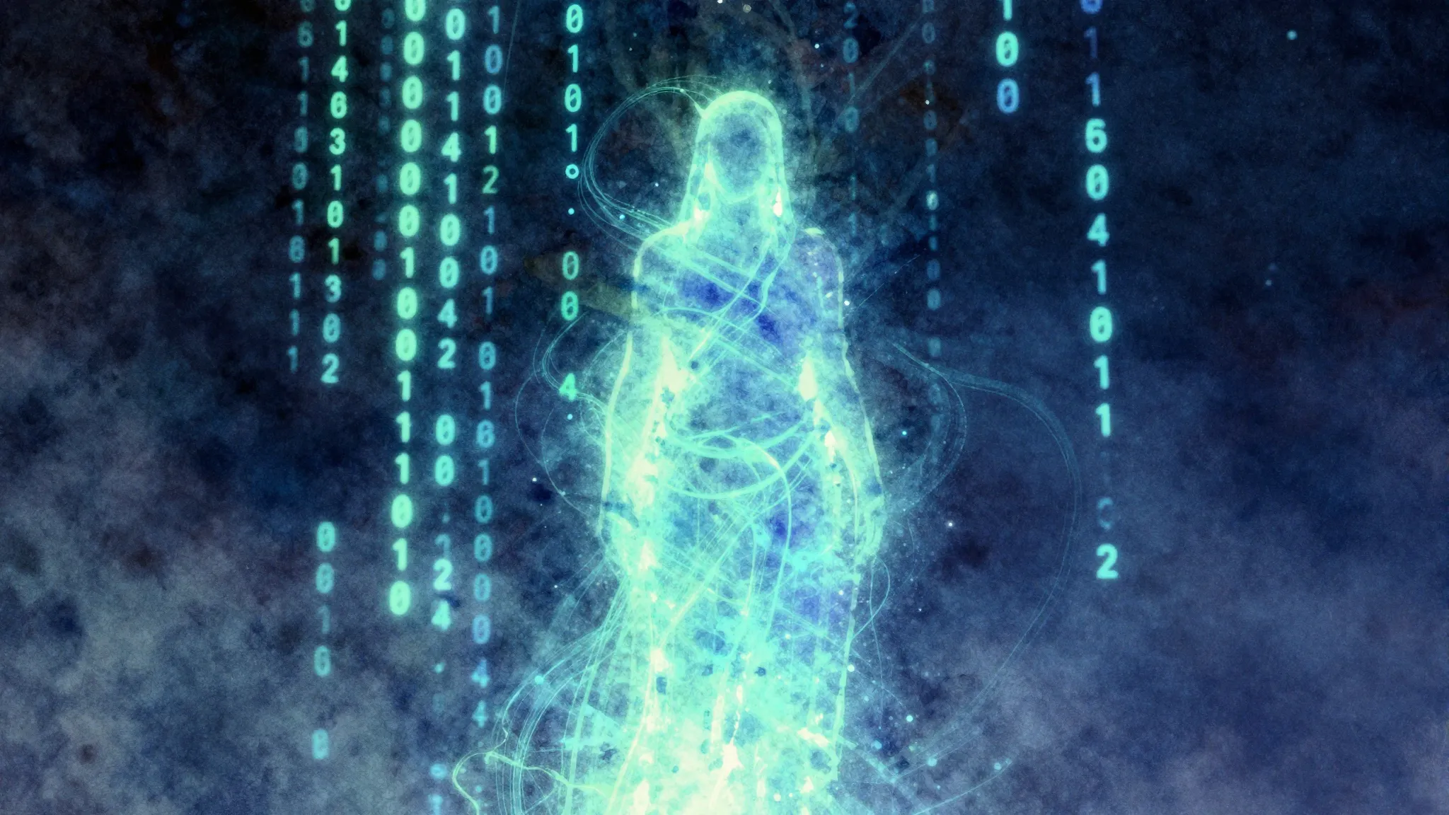 Vibrant watercolor style. Abstract digital art, a mysterious...