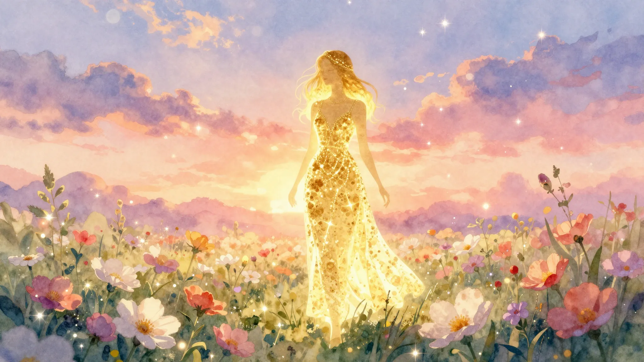Vibrant watercolor style. A festive and elegant birthday cel...