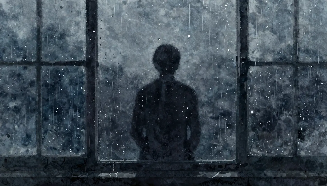 Vibrant watercolor style. A melancholic soul music album cov...