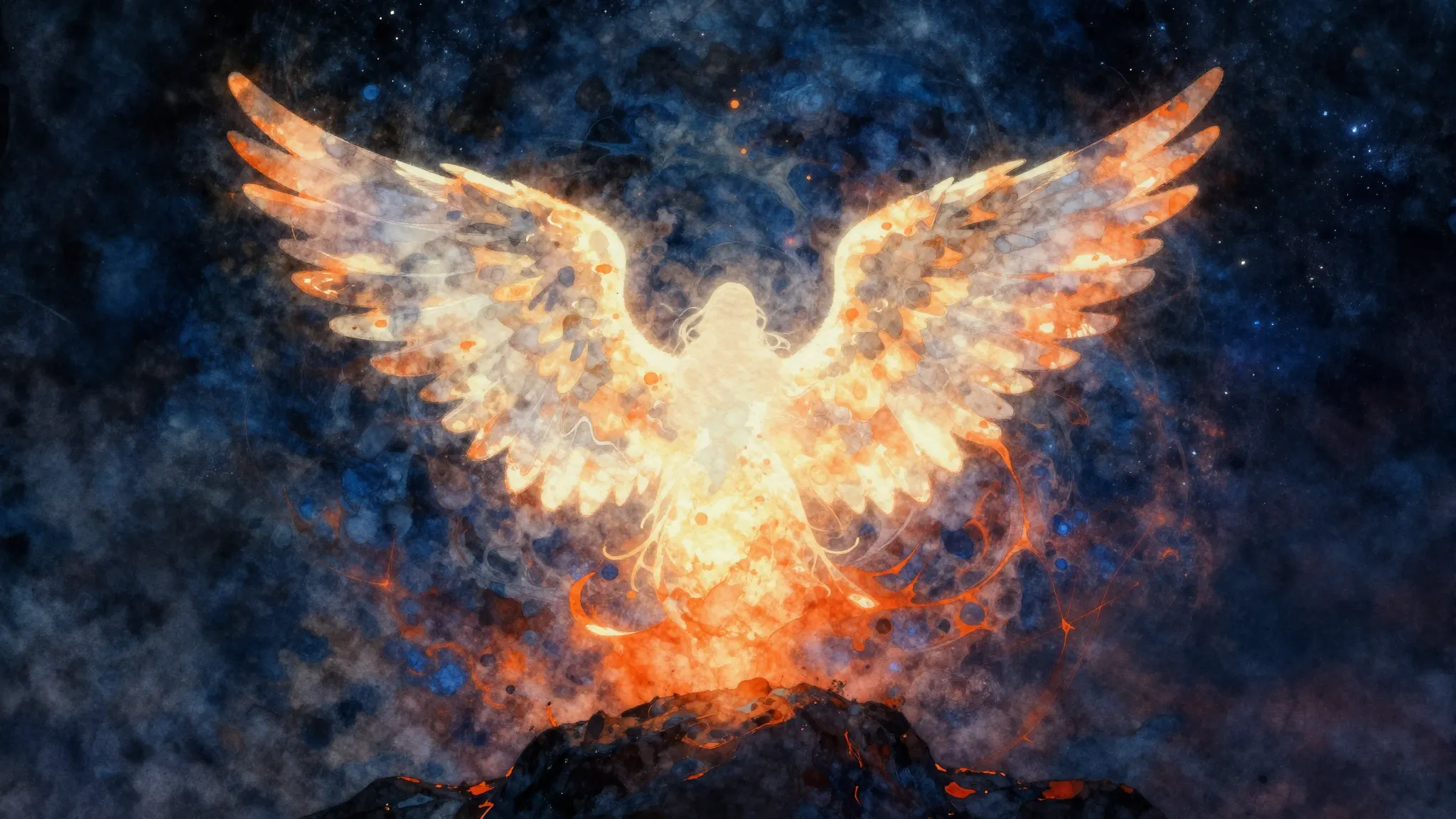 Vibrant watercolor style. A dark, atmospheric rock album cov...
