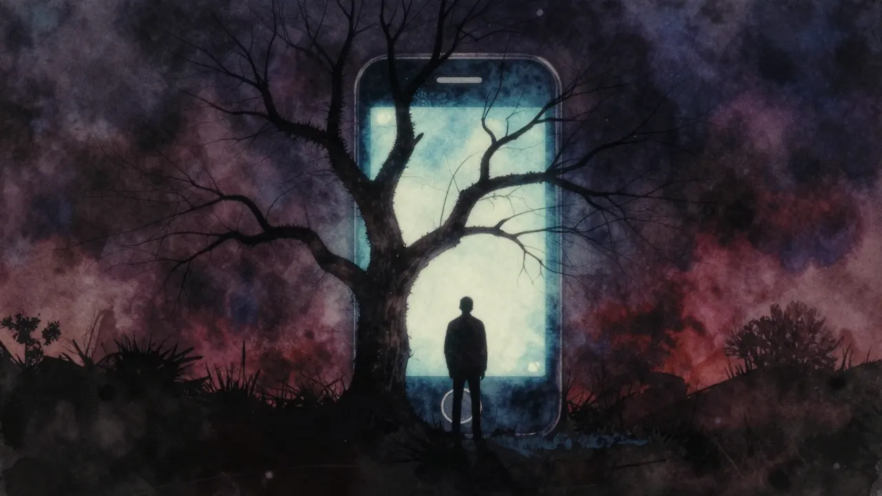 Vibrant watercolor style. Grunge album cover, a dark and gri...