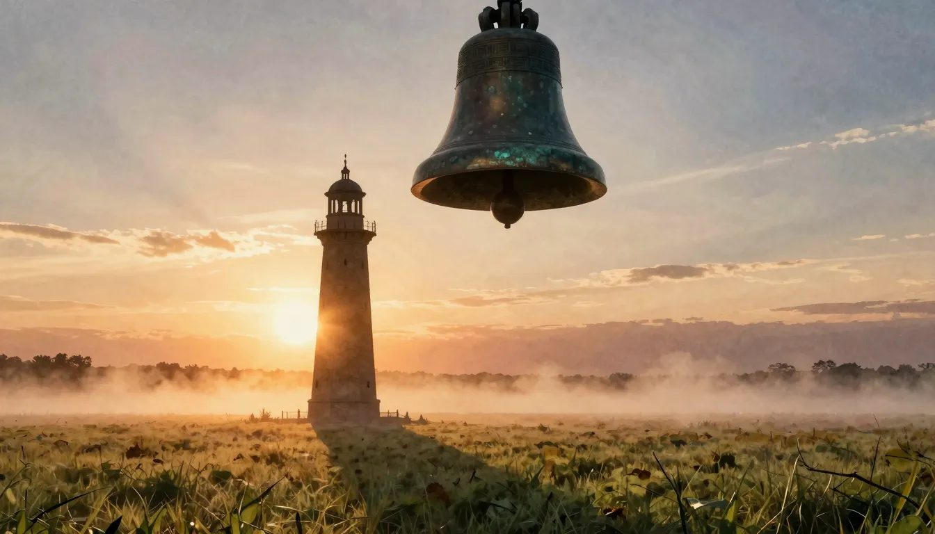 Watercolor style. Silhouette of a tall tower in a vast empty...