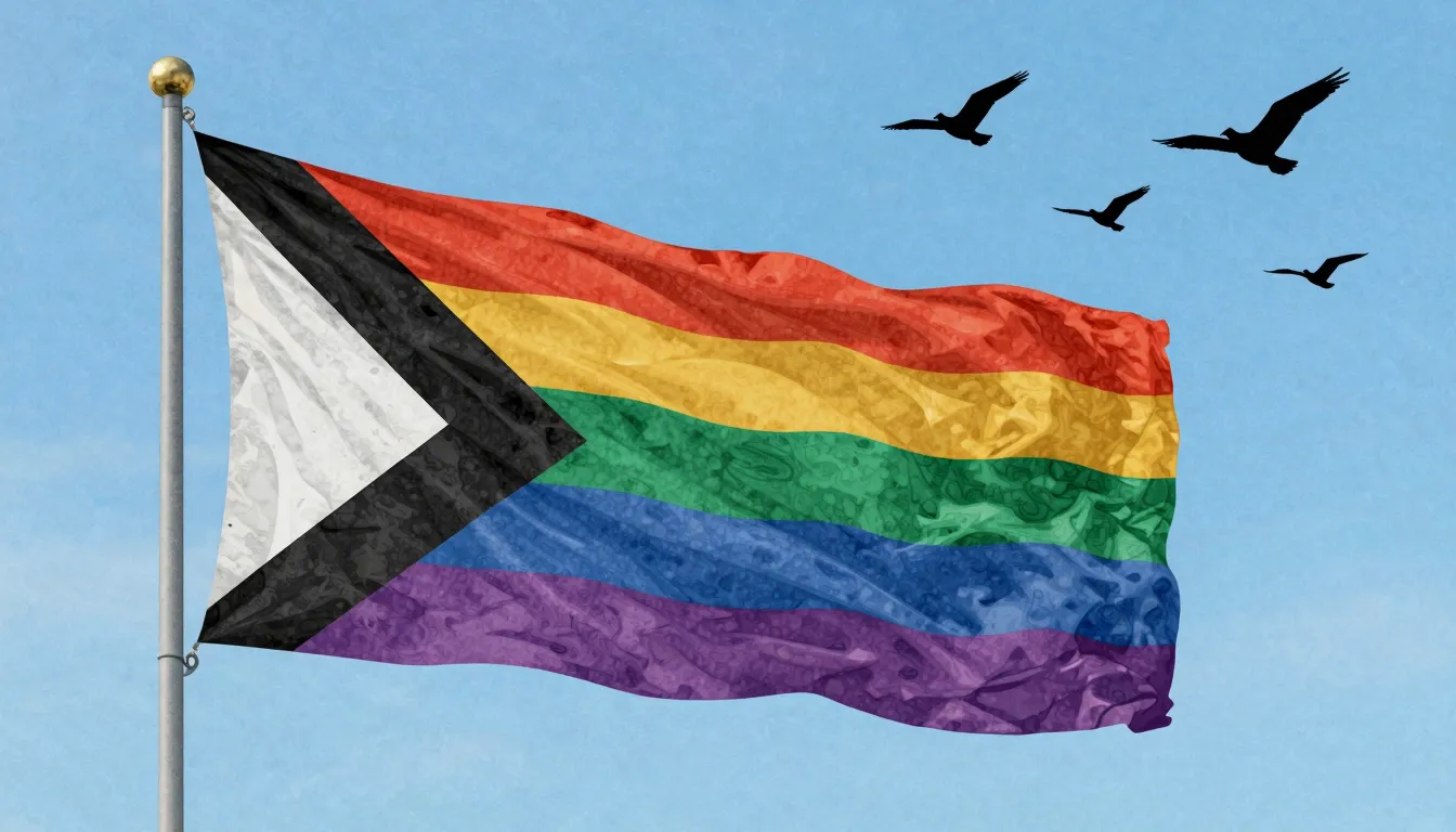 Watercolor style. A majestic tricolor flag waving in the win...