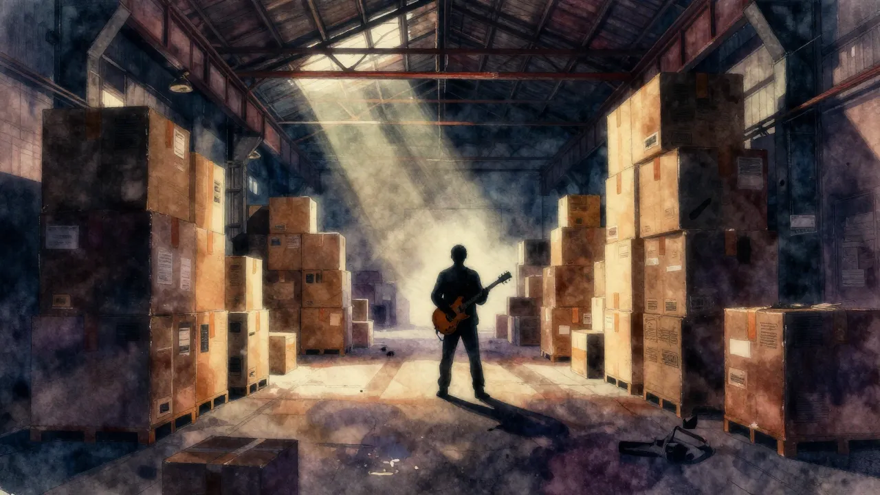 Vibrant watercolor style. Cinematic rock ballad album cover,...