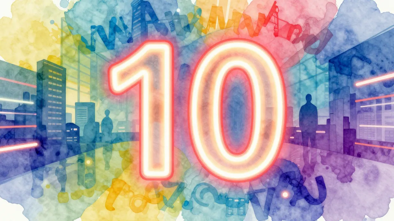 Watercolor style. Abstract background with glowing numbers 1...