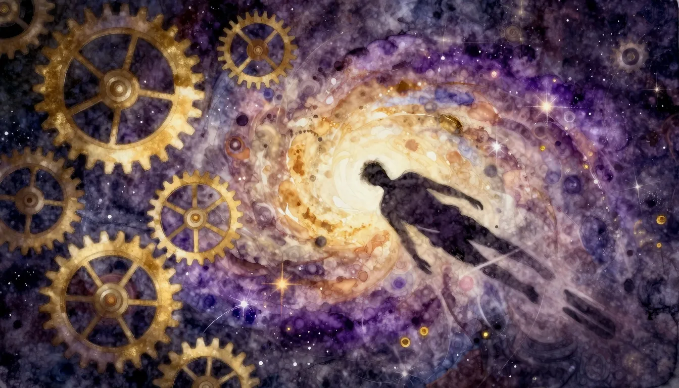 Watercolor style. Abstract cosmic background, swirling galax...