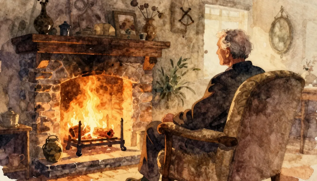 Vibrant watercolor style. A cozy, nostalgic atmosphere featu...