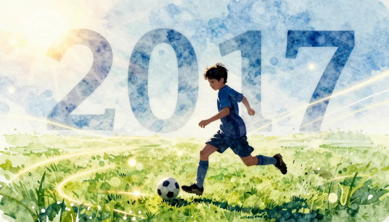 Watercolor style. Silhouette of a child playing football on ...