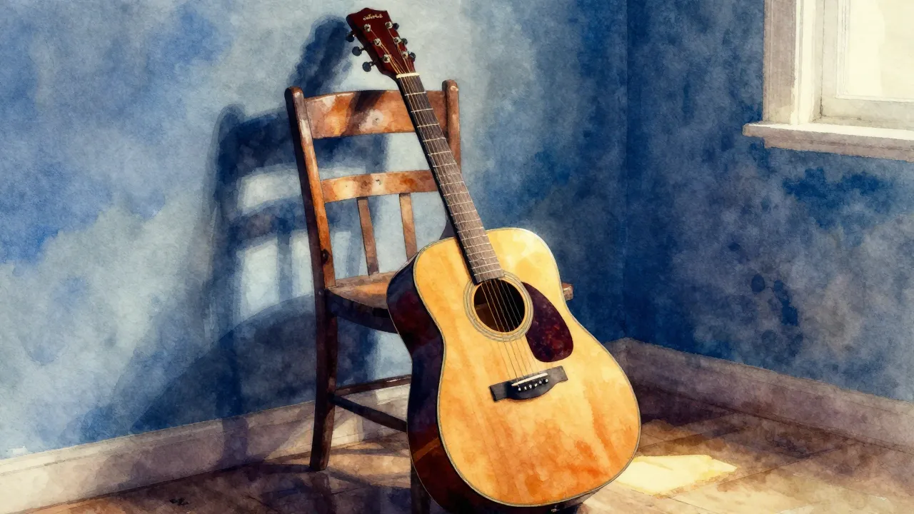 Vibrant watercolor style. A soulful blues-themed album cover...