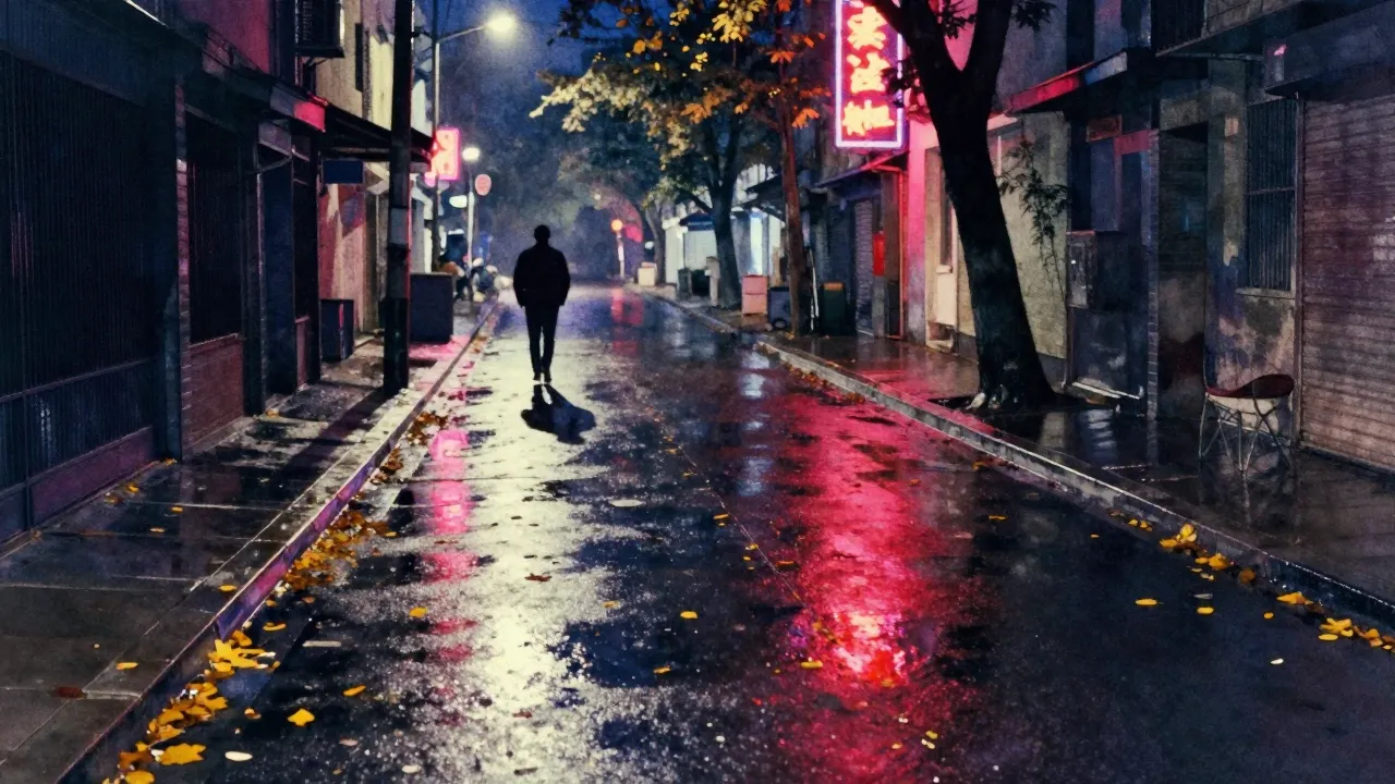 Vibrant watercolor style. Cinematic album cover, a lonely we...