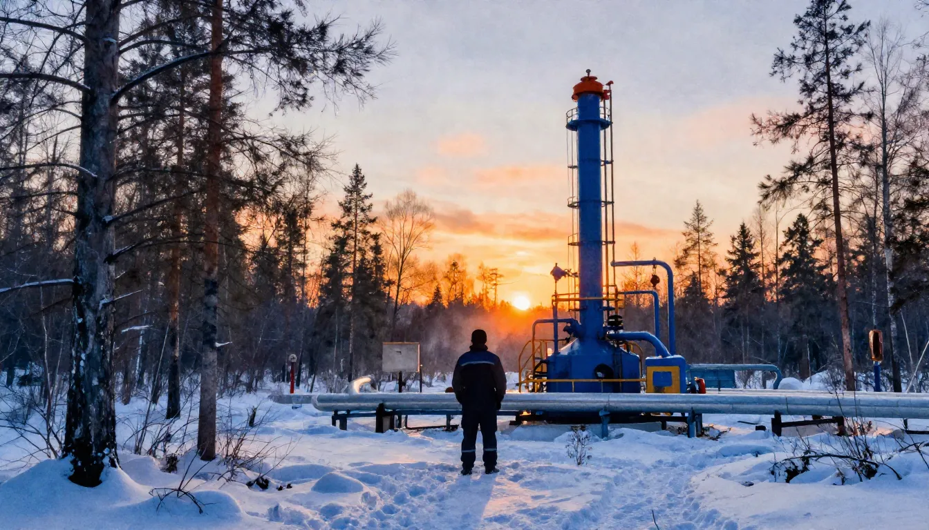 Vibrant watercolor style. A cinematic landscape of the snowy...