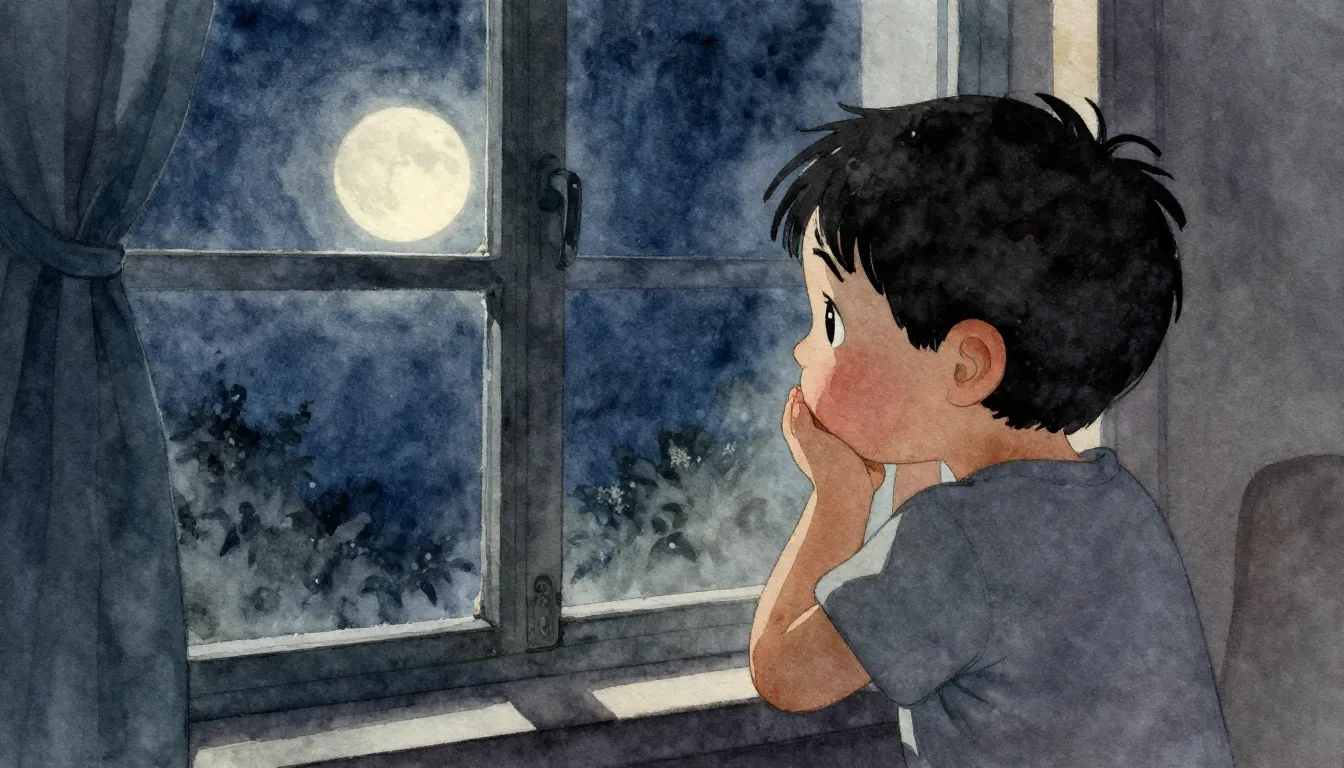 Watercolor style. Silhouette of a child holding his swollen ...