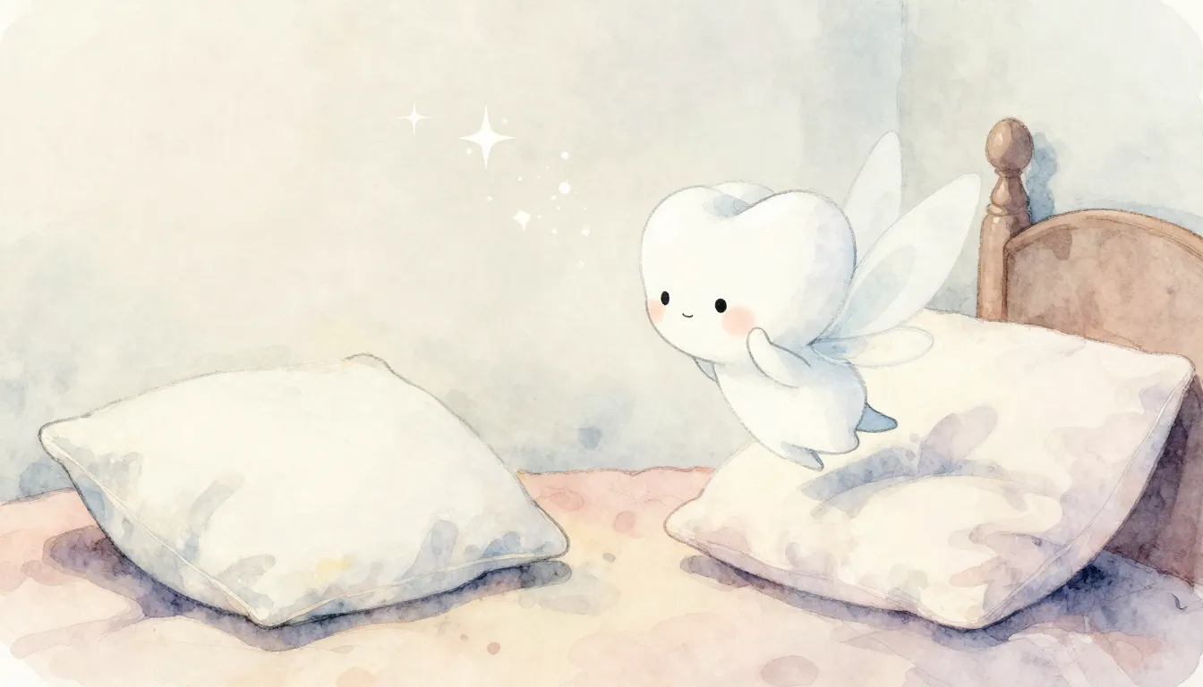 Watercolor style. A cute cartoon-style tooth fairy flying ne...
